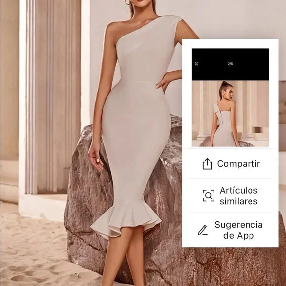 ADYCE Beige Fitted Dress - Picture 4 of 8